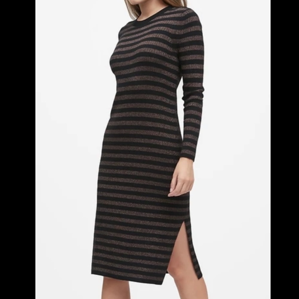 Banana Republic metallic stripe sweater dress